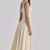 Jaime Lemon Floral Print Cotton Lace Up Midi Sundress Jaime Lemon Floral Print Cotton Lace Up Midi Sundress