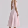 Jaime Pink Cotton Lace Up Midi Sundress Jaime Pink Cotton Lace Up Midi Sundress