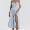 Jaime Soft Blue Cotton Broderie Anglais Midi SunDress Jaime Soft Blue Cotton Broderie Anglais Midi SunDress