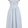 Jaime Soft Blue Cotton Broderie Anglais Midi SunDress Jaime Soft Blue Cotton Broderie Anglais Midi SunDress