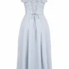 Jaime Soft Blue Cotton Broderie Anglais Midi SunDress Jaime Soft Blue Cotton Broderie Anglais Midi SunDress