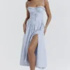 Jaime Soft Blue Cotton Broderie Anglais Midi SunDress Jaime Soft Blue Cotton Broderie Anglais Midi SunDress