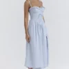 Jaime Soft Blue Cotton Broderie Anglais Midi SunDress Jaime Soft Blue Cotton Broderie Anglais Midi SunDress