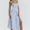 Jaime Soft Blue Cotton Broderie Anglais Midi SunDress Jaime Soft Blue Cotton Broderie Anglais Midi SunDress