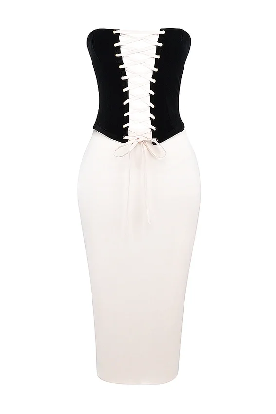 Jaina Black & Vintage Cream Strapless Corset Dress Jaina Black & Vintage Cream Strapless Corset Dress
