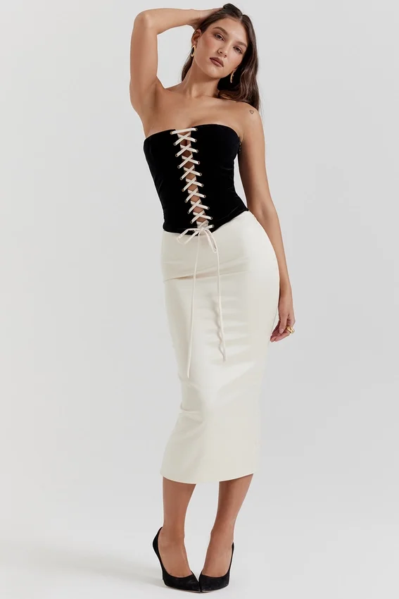 Jaina Black & Vintage Cream Strapless Corset Dress Jaina Black & Vintage Cream Strapless Corset Dress