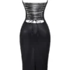 Jalena Black Vegan Leather Lace Back Dress