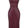 Jalena Mulberry Vegan Leather Lace Back Dress
