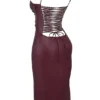 Jalena Mulberry Vegan Leather Lace Back Dress
