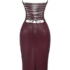Jalena Mulberry Vegan Leather Lace Back Dress