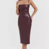 Jalena Mulberry Vegan Leather Lace Back Dress