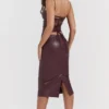 Jalena Mulberry Vegan Leather Lace Back Dress