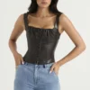 James Bitter Chocolate Vegan Leather Corset James Bitter Chocolate Vegan Leather Corset