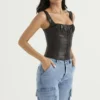 James Bitter Chocolate Vegan Leather Corset James Bitter Chocolate Vegan Leather Corset