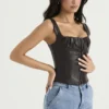 James Bitter Chocolate Vegan Leather Corset James Bitter Chocolate Vegan Leather Corset