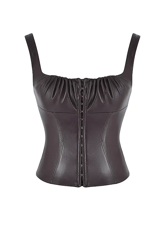 James Bitter Chocolate Vegan Leather Corset James Bitter Chocolate Vegan Leather Corset