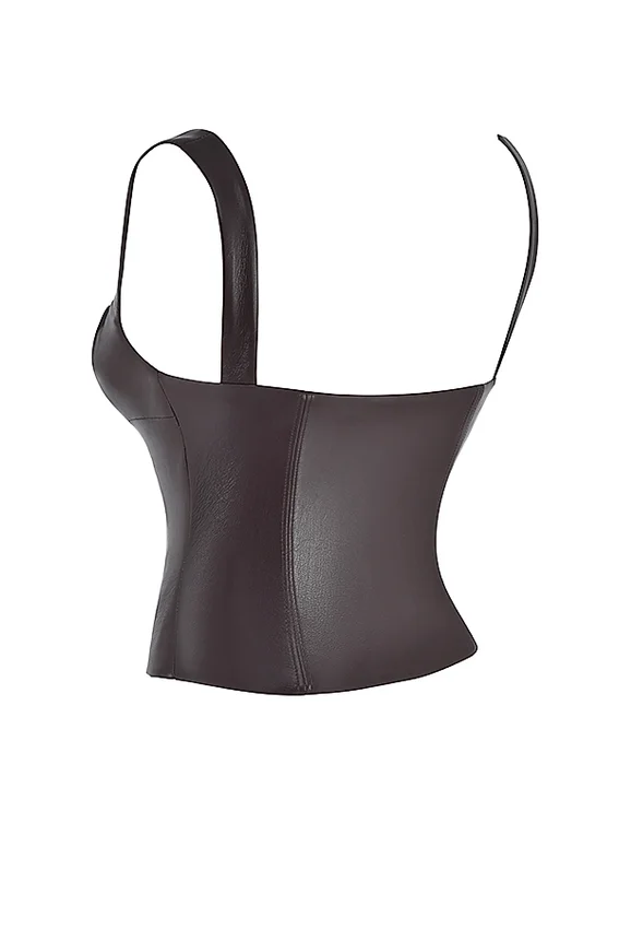 James Bitter Chocolate Vegan Leather Corset James Bitter Chocolate Vegan Leather Corset