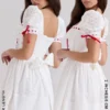 Jana White Broderie Anglaise Puff Sleeve Mini Dress