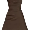 Jasmine Chocolate Draped Strapless Corset Dress Jasmine Chocolate Draped Strapless Corset Dress