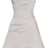 Jasmine Oyster Draped Strapless Corset Dress Jasmine Oyster Draped Strapless Corset Dress