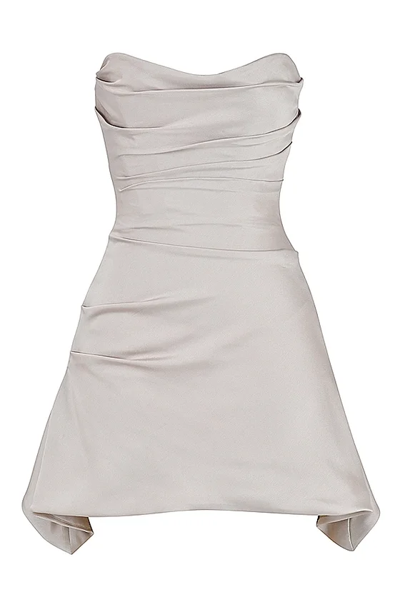 Jasmine Oyster Draped Strapless Corset Dress Jasmine Oyster Draped Strapless Corset Dress