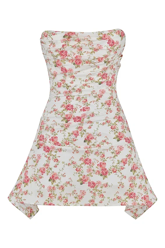 Jasmine Rose Print Draped Corset Dress Jasmine Rose Print Draped Corset Dress