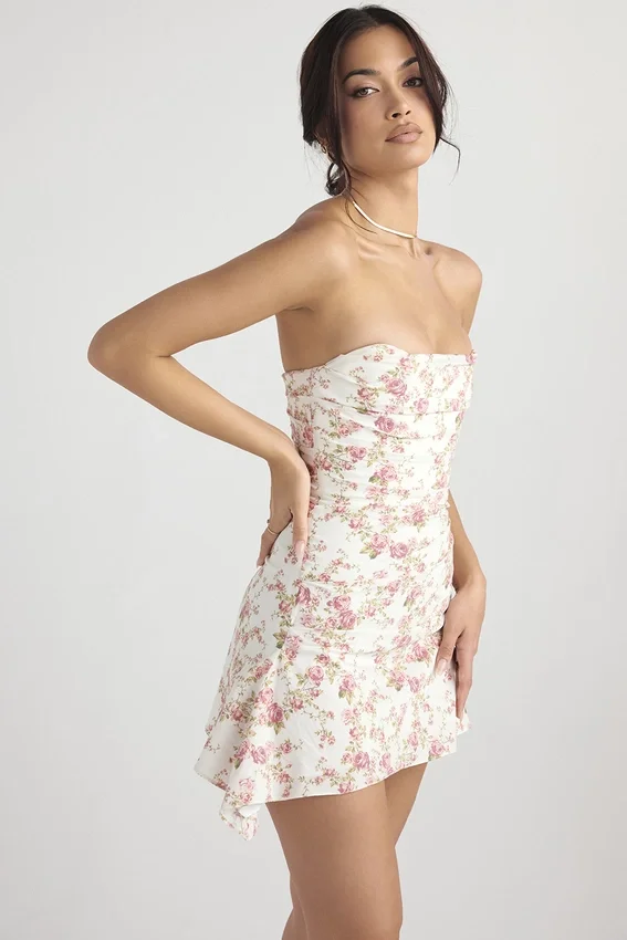 Jasmine Rose Print Draped Corset Dress Jasmine Rose Print Draped Corset Dress