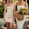 Jasmine Rose Print Draped Corset Dress Jasmine Rose Print Draped Corset Dress