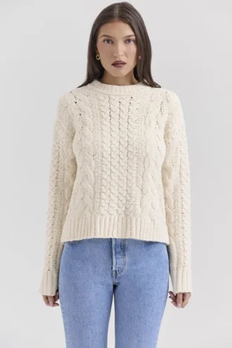 Jasper Cream Chunky Cable Knit Sweater