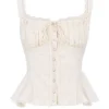Jean Vintage Cream Cotton Broderie Anglais Peplum Top Jean Vintage Cream Cotton Broderie Anglais Peplum Top