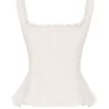 Jean Vintage Cream Cotton Broderie Anglais Peplum Top Jean Vintage Cream Cotton Broderie Anglais Peplum Top