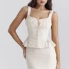 Jean Vintage Cream Cotton Broderie Anglais Peplum Top Jean Vintage Cream Cotton Broderie Anglais Peplum Top