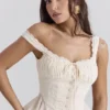 Jean Vintage Cream Cotton Broderie Anglais Peplum Top Jean Vintage Cream Cotton Broderie Anglais Peplum Top