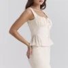 Jean Vintage Cream Cotton Broderie Anglais Peplum Top Jean Vintage Cream Cotton Broderie Anglais Peplum Top