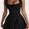 Jemima Black Pin Tuck Pleated Dress Jemima Black Pin Tuck Pleated Dress