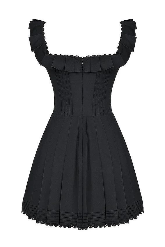 Jemima Black Pin Tuck Pleated Dress Jemima Black Pin Tuck Pleated Dress