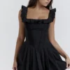 Jemima Black Pin Tuck Pleated Dress Jemima Black Pin Tuck Pleated Dress