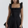 Jemima Black Pin Tuck Pleated Dress Jemima Black Pin Tuck Pleated Dress