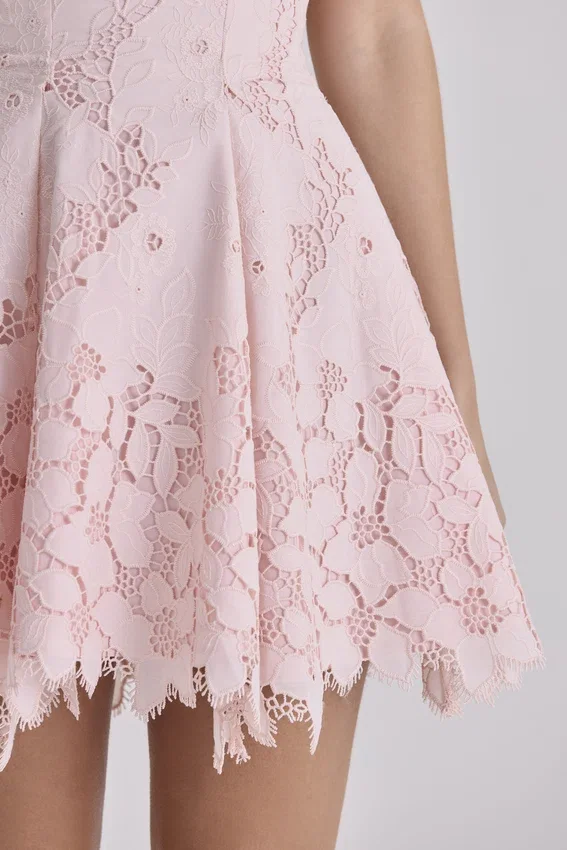 Jemima Pink Strapless Cut Out Broderie Anglaise Mini Dress Jemima Pink Strapless Cut Out Broderie Anglaise Mini Dress
