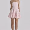 Jemima Pink Strapless Cut Out Broderie Anglaise Mini Dress Jemima Pink Strapless Cut Out Broderie Anglaise Mini Dress