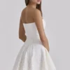 Jemima White Strapless Custom Lace Broderie Anglaise Mini Dress