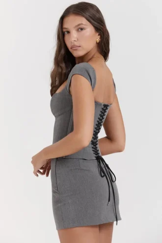 Jessamine Grey A-Line Mini Skirt Jessamine Grey A-Line Mini Skirt
