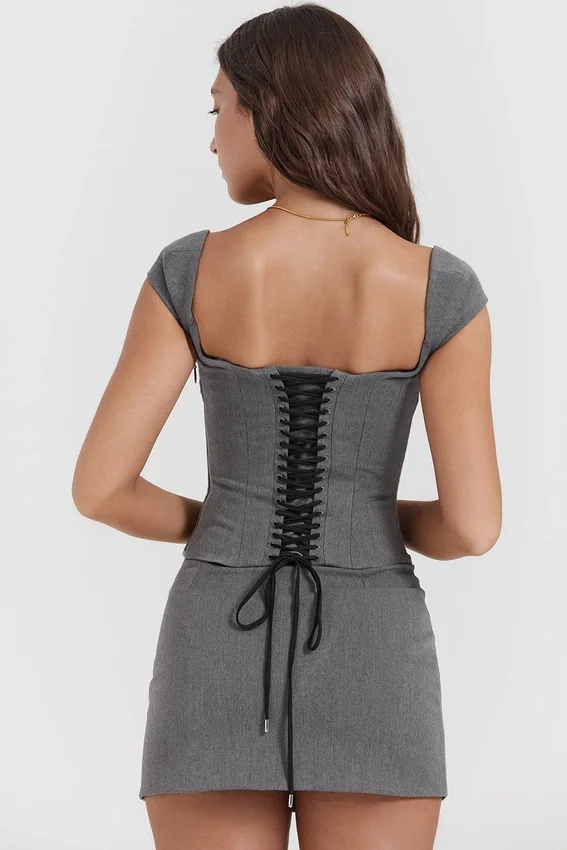 Jessamine Grey A-Line Mini Skirt Jessamine Grey A-Line Mini Skirt