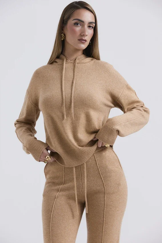 Jionni Camel Cashmere Blend Hoodie Jionni Camel Cashmere Blend Hoodie