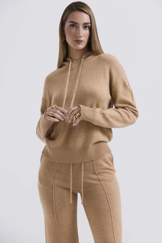 Jionni Camel Cashmere Blend Hoodie Jionni Camel Cashmere Blend Hoodie