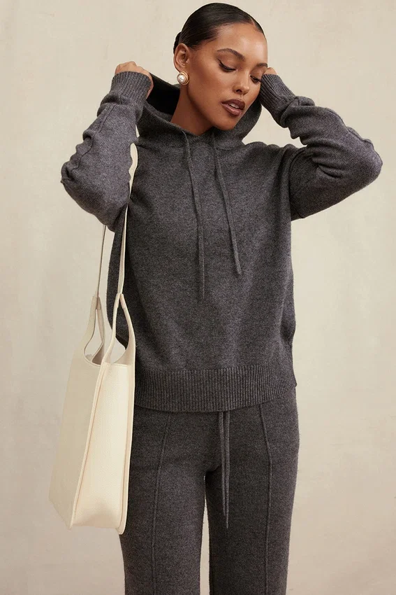 Jionni Charcoal Cashmere Blend Hoodie Jionni Charcoal Cashmere Blend Hoodie