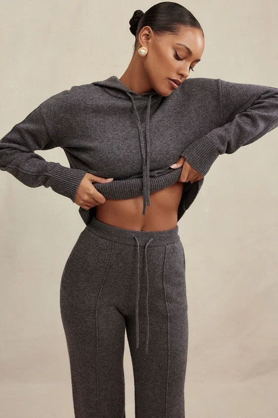 Jionni Charcoal Cashmere Blend Hoodie Jionni Charcoal Cashmere Blend Hoodie