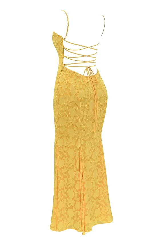 Joan Apricot Lace Up Back Maxi Dress Joan Apricot Lace Up Back Maxi Dress