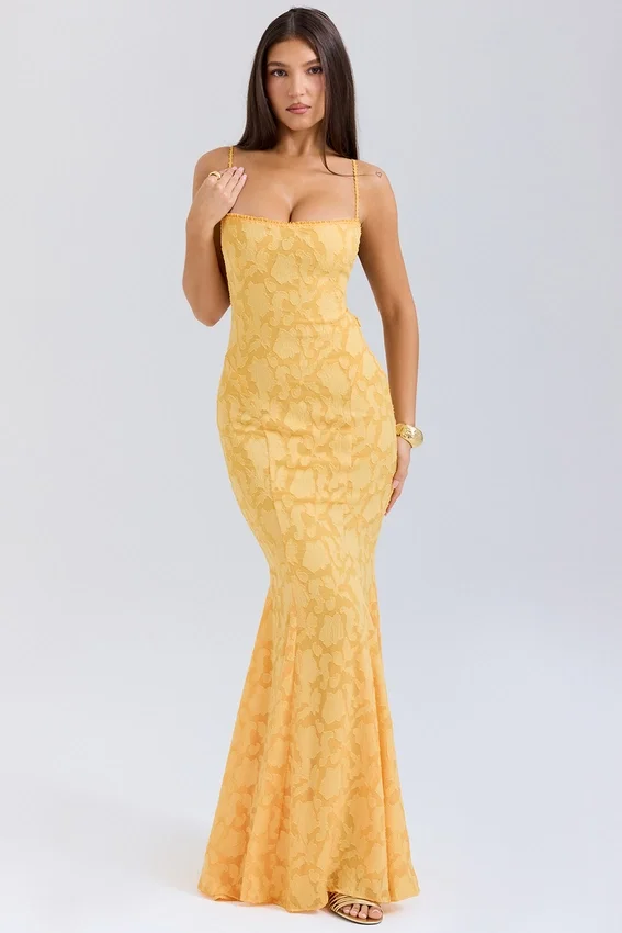 Joan Apricot Lace Up Back Maxi Dress Joan Apricot Lace Up Back Maxi Dress