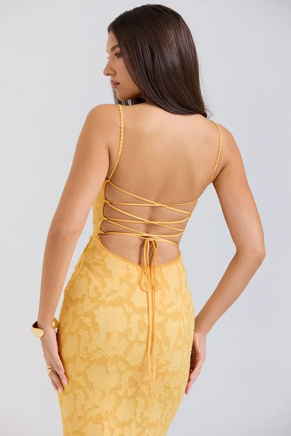 Joan Apricot Lace Up Back Maxi Dress Joan Apricot Lace Up Back Maxi Dress
